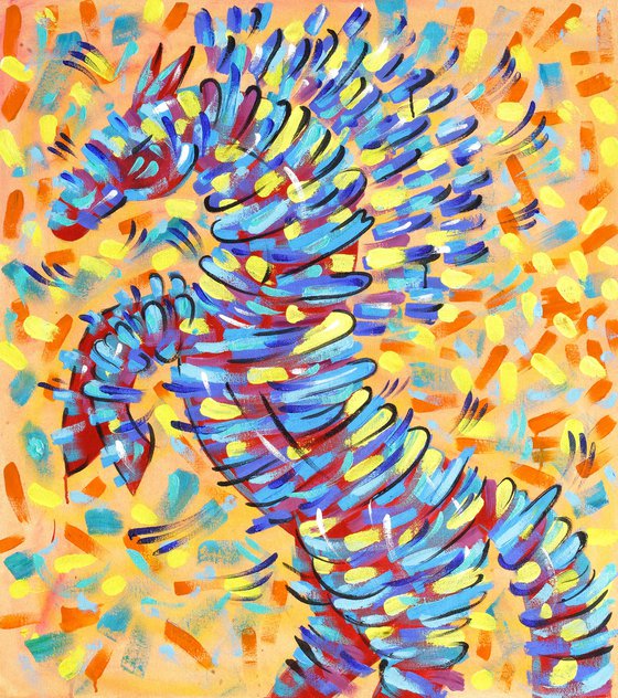 Horse with yellow strokes