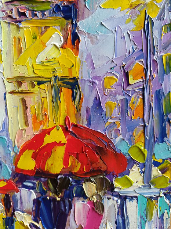 Walk near Big Ben - cityscape, umbrella, oil painting, city, gift idea, gift, oil painting, Big Ben, London, United Kingdom