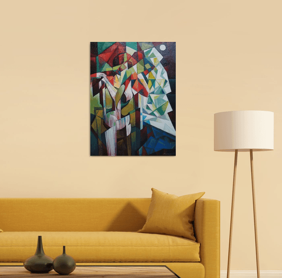 At the window (60x80cm,  oil painting, ready to hang)