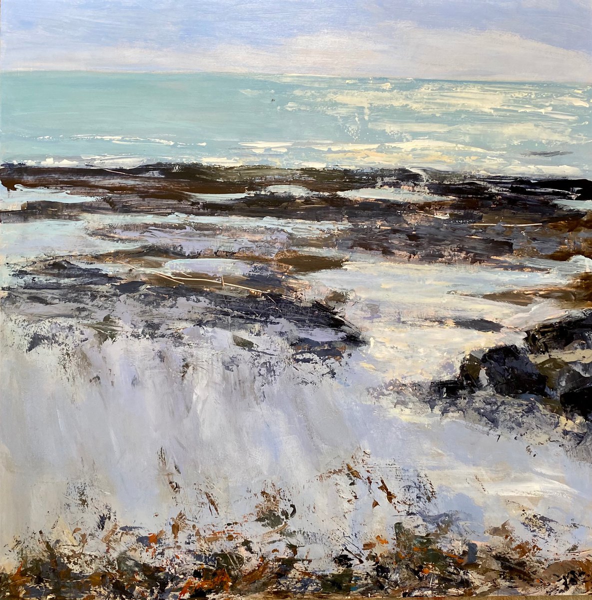 Impressionistic Landscape Acrylic Painting By Nikki Wheeler, 24 X 24", Early Light, Summer, Original Artwork