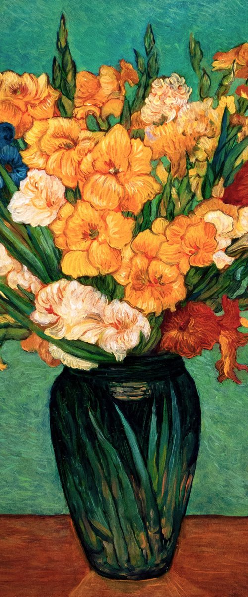 Gladioli in a Green Vase by Suren Ter-Avakian