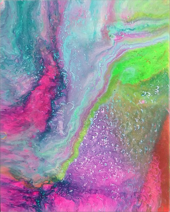 "Cosmic Swirl" - FREE USA SHIPPING - Original Abstract PMS Fluid Acrylic Painting - 16 x 20 inches