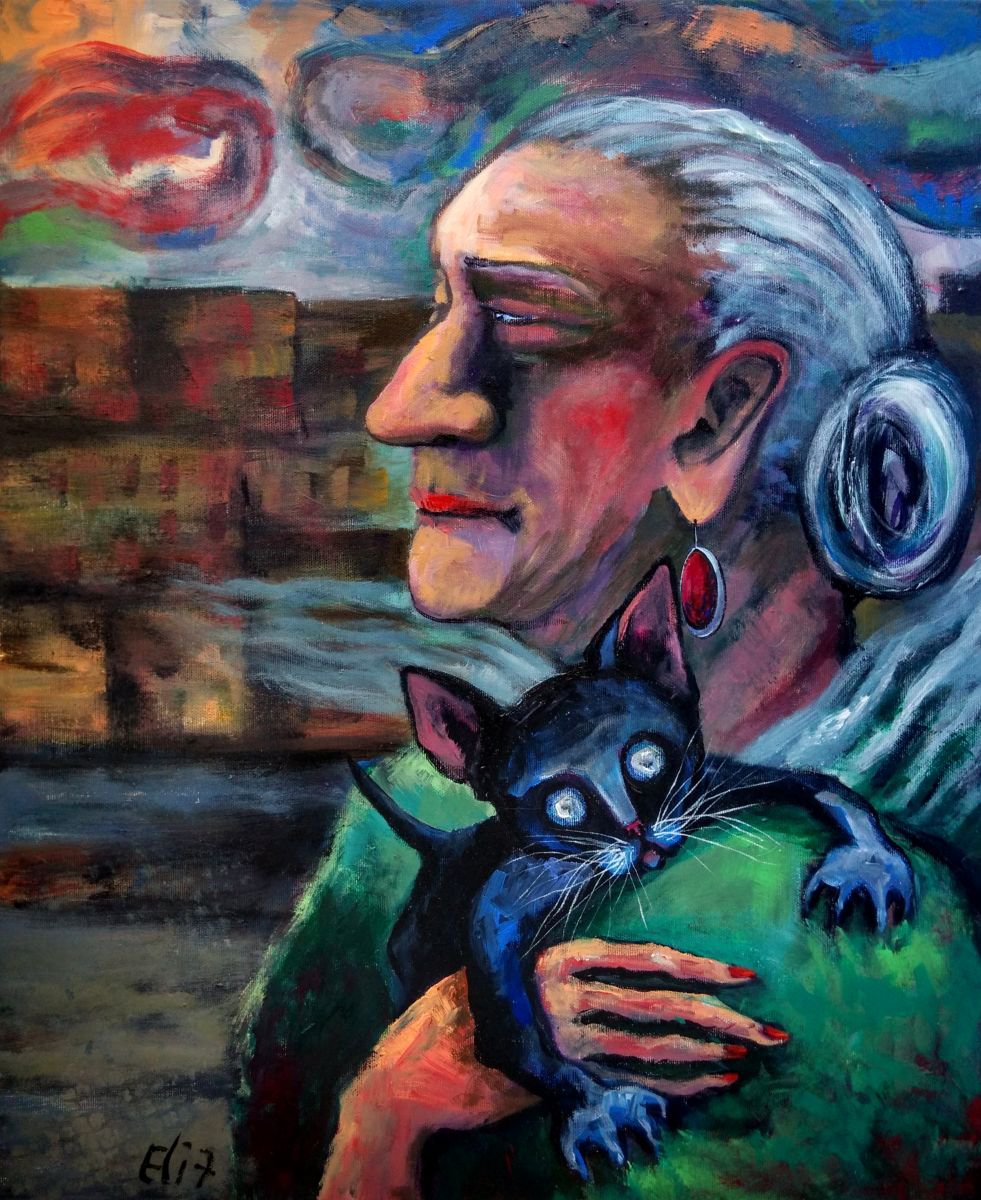 Expressive Portrait Acrylic Painting By Elisheva Nesis, 20 X 24, New Kid On The Block, Original Artwork