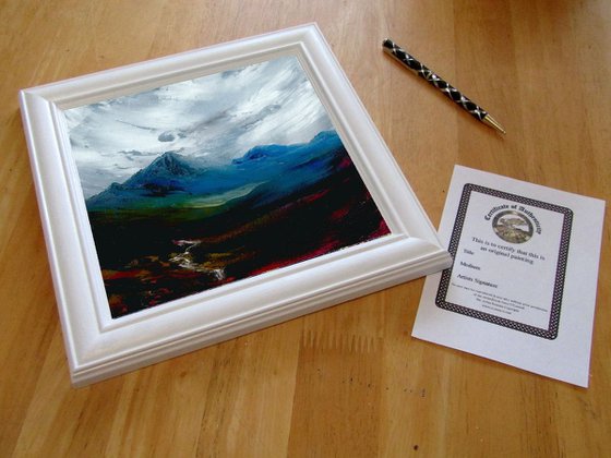 Glen Rosa, Isle of Arran, Scotland impressionistic mountain art framed in white