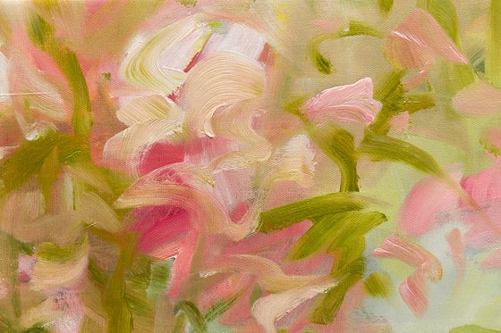 Pastel flowers - Floral abstraction - Oil painting