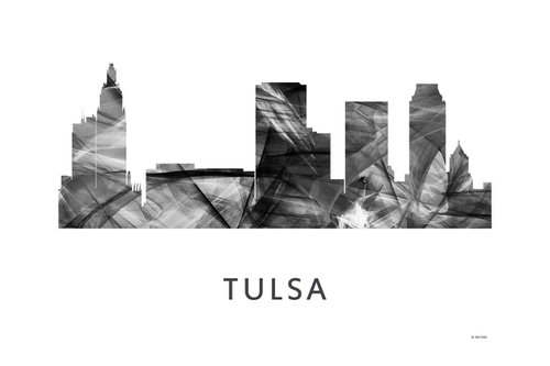 Tulsa Oklahoma Skyline WB BW by Marlene Watson