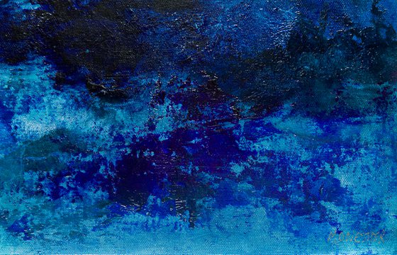 Blue abstract water landscape n°2 - Wall art Abstraction Home decor Oil painting