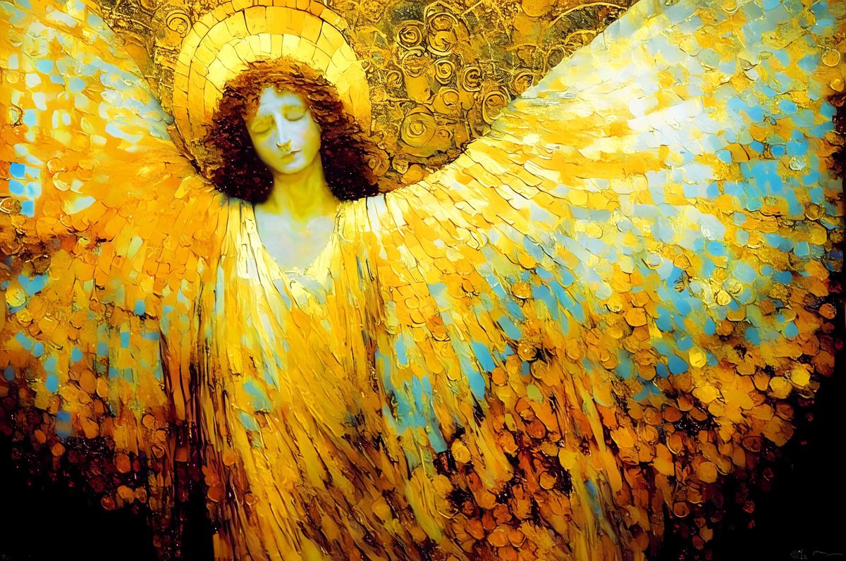 Angel - Large format 160 x 105 cm Original oil acrylic computer graphics painting on canva... by BAST