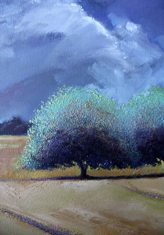 '2 Trees at High Noon' Landscape Oil Painting