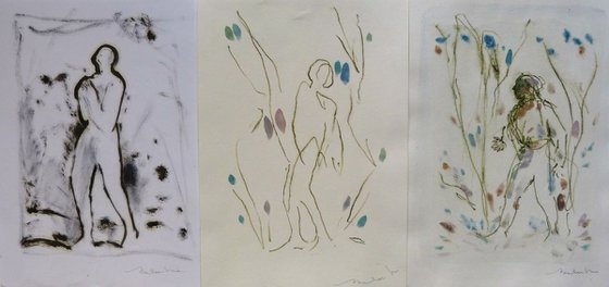 Three sketches - The woman, 21x29 cm - affordable & AF exclusive !