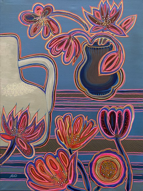 Jugs with tulips by Olga Rokhmanyuk | ROArtUS
