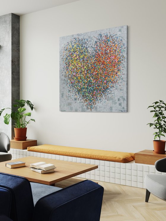 The Protective Optimist - 127cm squ - mixed media on canvas