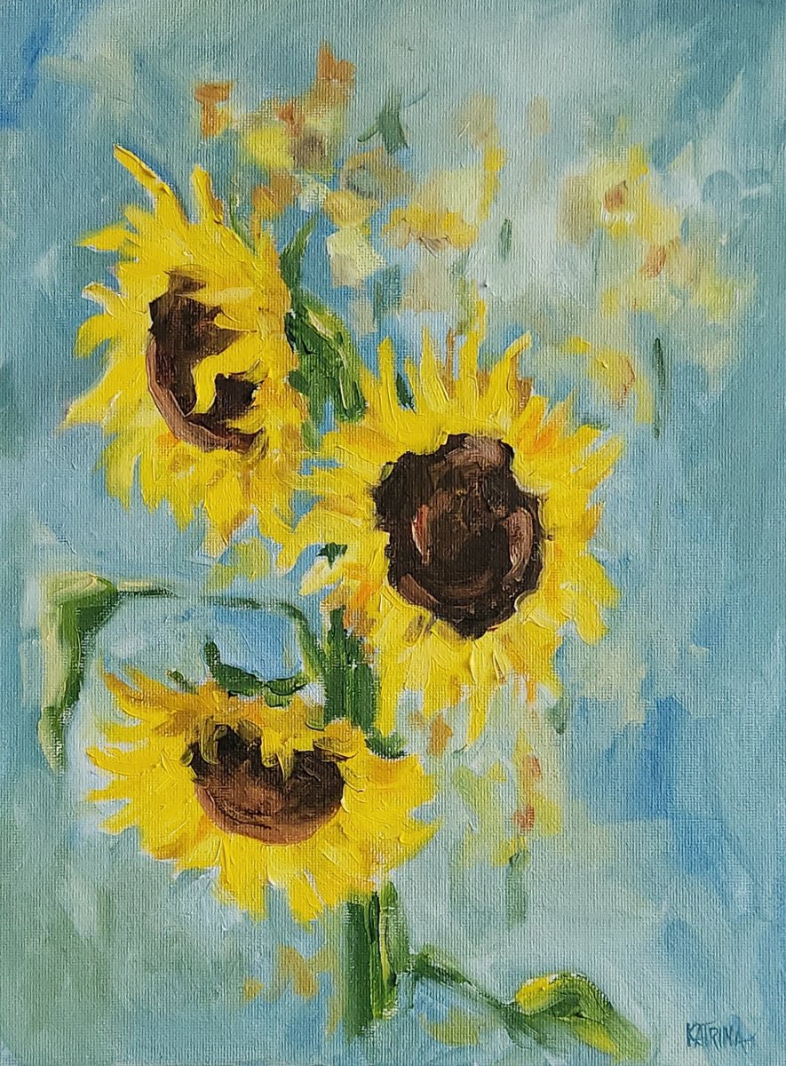 Because the Sky is Blue - Sunflowers by Katrina Case