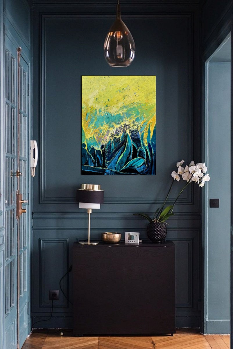 Organic Abstract Oil Painting By Tigran Mamikonyan, 24 X 31", Sunrise Of Life, Original Artwork