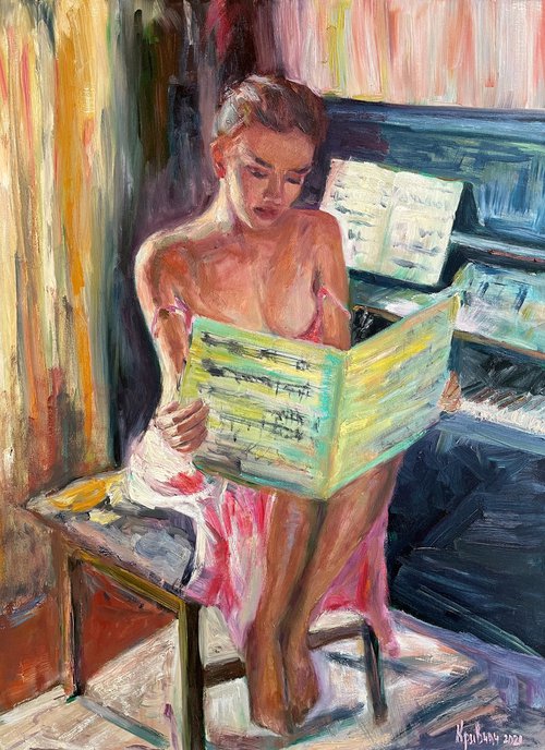 Girl with notes by Kateryna Krivchach
