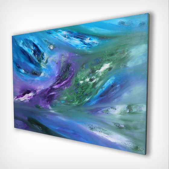 Purple emotion, 70x50 cm,  Original abstract painting, oil on canvas