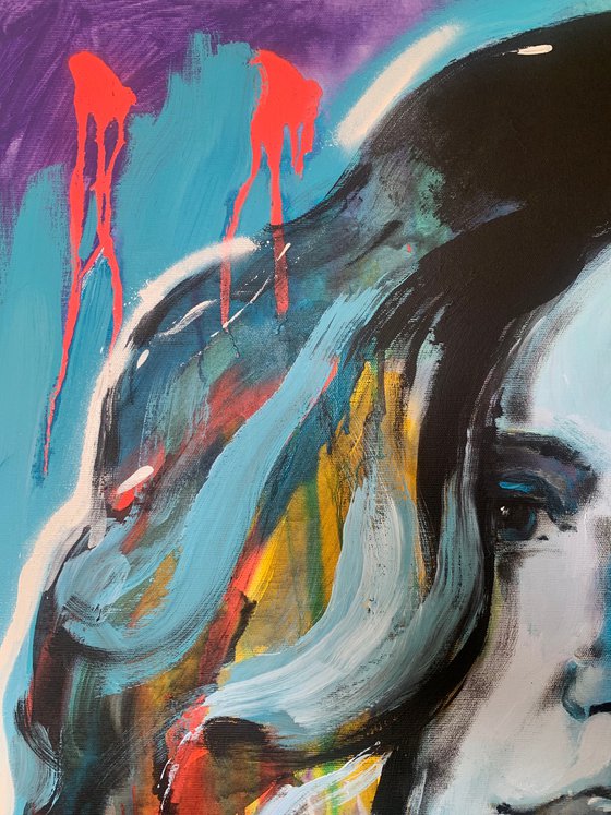 Huge bright painting - "Bright Diana" - Pop art - Street art - Expressionism - 2022