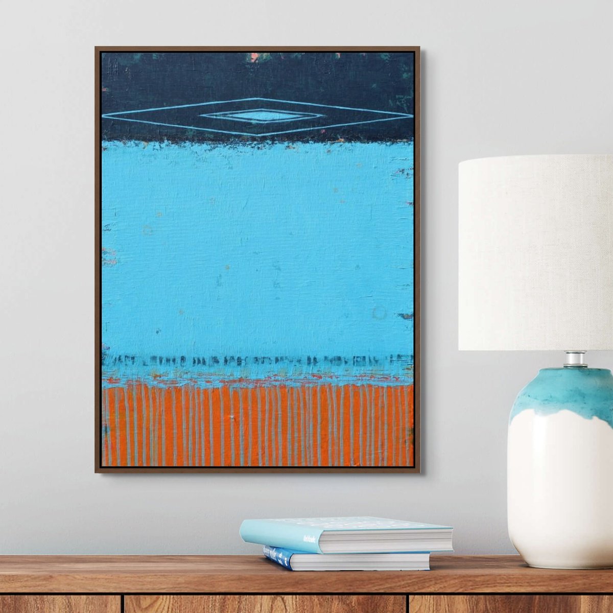 Urban And Pop Abstract Acrylic Painting By Sage Mountain Studio, 18 X 24", Midnight Blue, Original Artwork