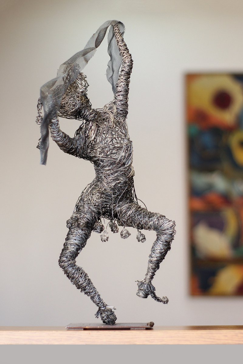 Expressive Portrait Sculpture By Karen Axikyan, 7 X 17", Solar Eclipse, Original Artwork