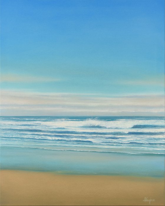 Wind Blown Surf - Blue Sky Seascape