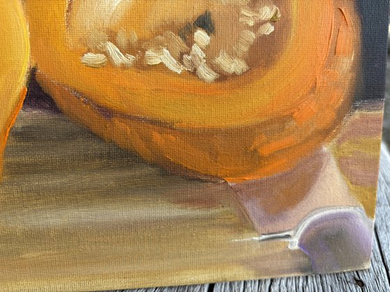 A small pumpkin cut in a half