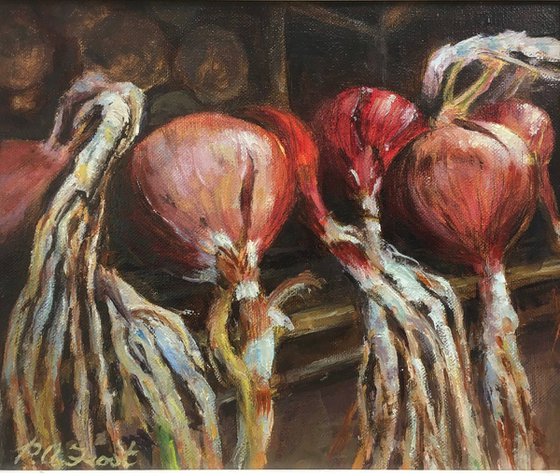 Red Onions drying