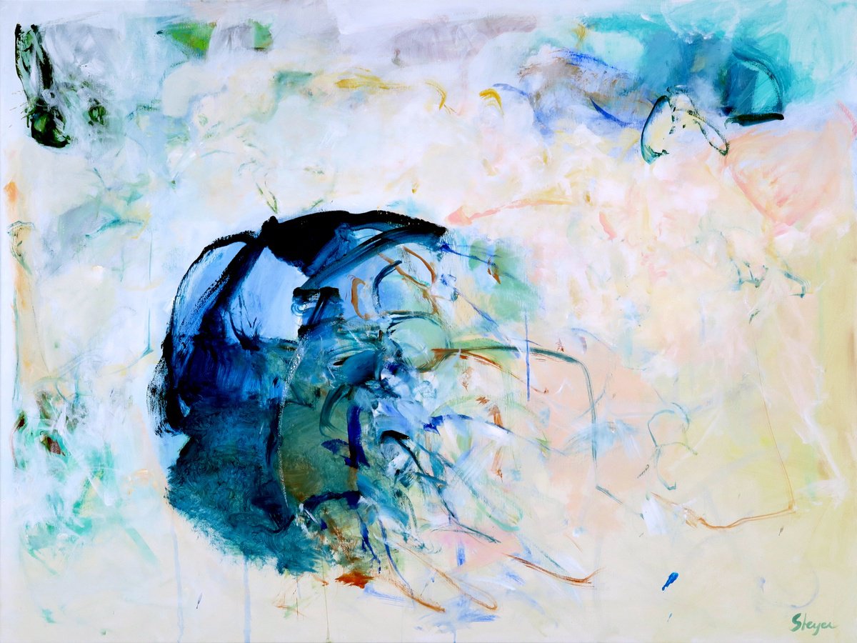 Expressive Abstract Acrylic Painting By Thomas Steyer, 47 X 35", Legal Alien, Original Artwork