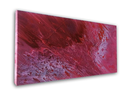 "Crimson Tide" - Original Abstract PMS Fluid Acrylic Painting - 24 x 12 inches