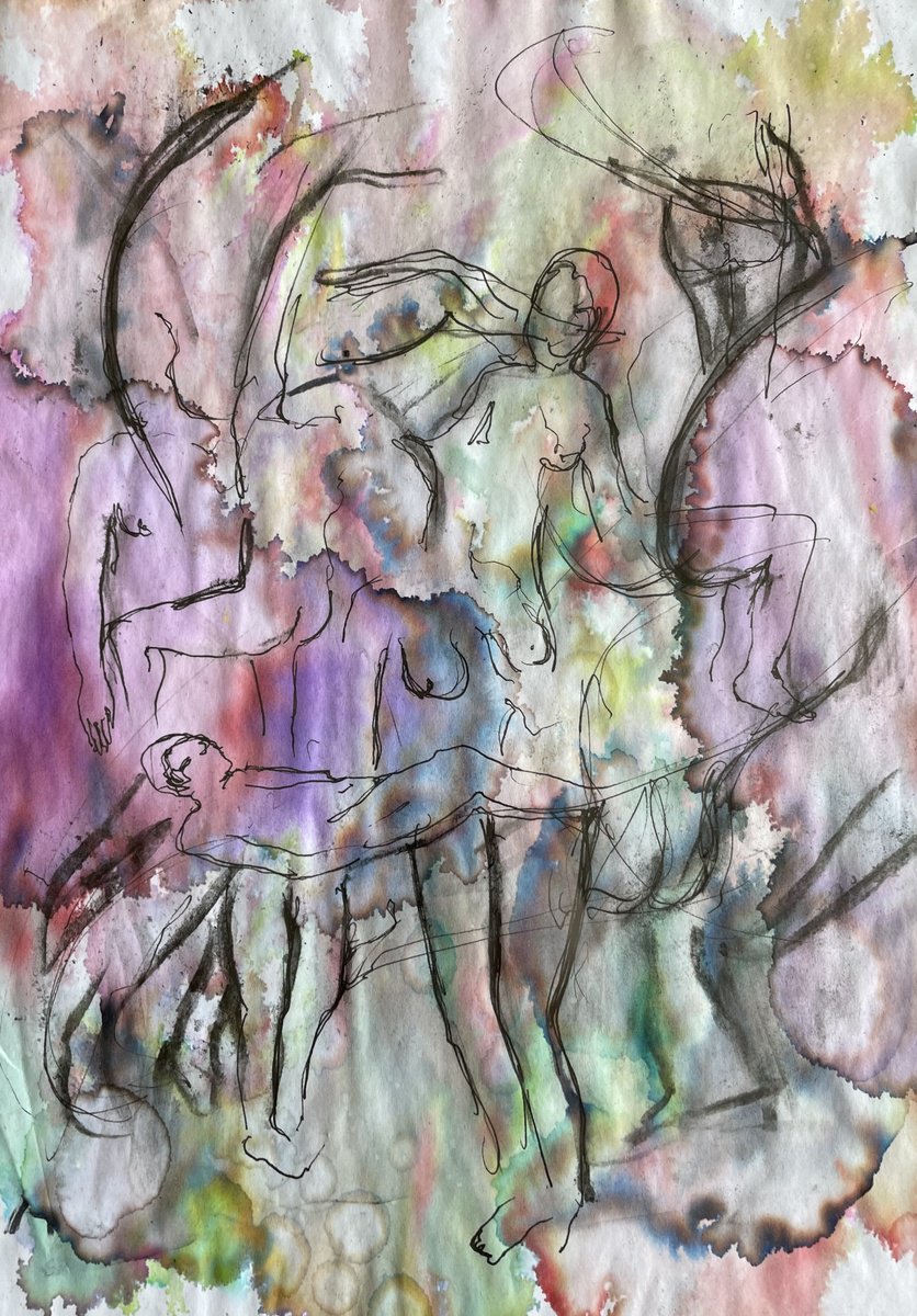 Abstract Portrait Drawing By Gela Mikava, 8 X 11, Untitled, Original Artwork