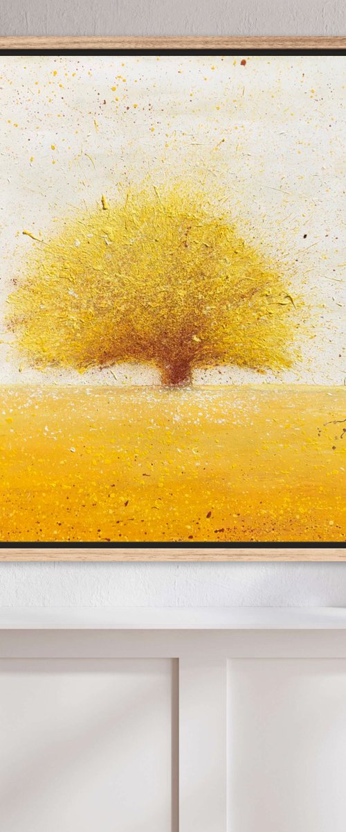 Four seasons. Fall abstract tree painting on canvas 50-50cm by Volodymyr Smoliak