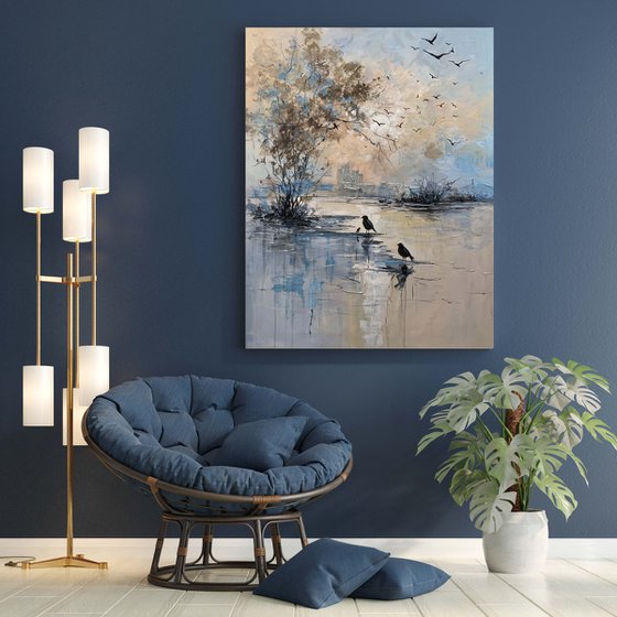 Quiet Waters. Morning Flight landscape.