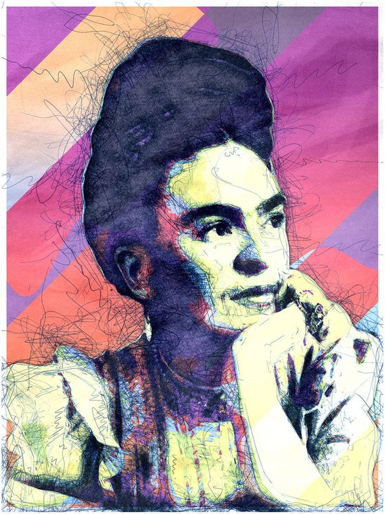 Frida Kahlo Portrait - Pop Art Modern Poster 1 Stylised Art