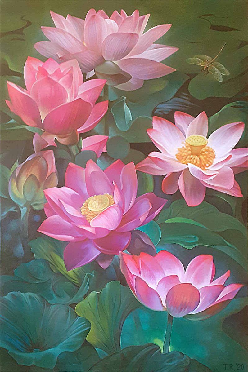 Lotuses By Tatiana Rezvaya, 34 X 50, Artwork For Sale On Artfinder