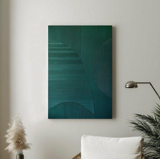 "Field 5" Abstract emerald high textured art