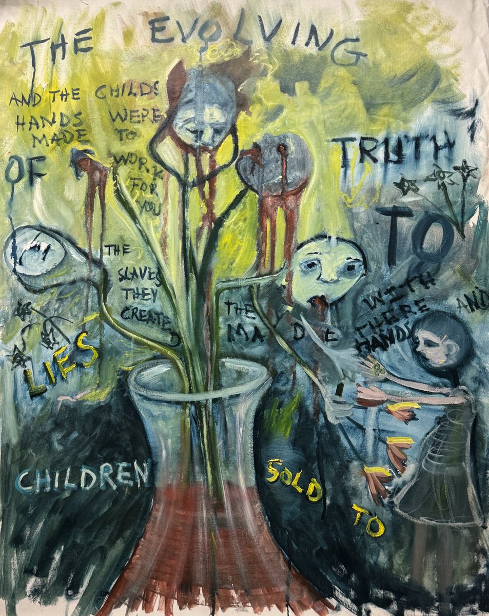 Expressive Abstract Oil Painting By Ryan Louder, 26 X 33", The Evolving Of Truth, Original Artwork