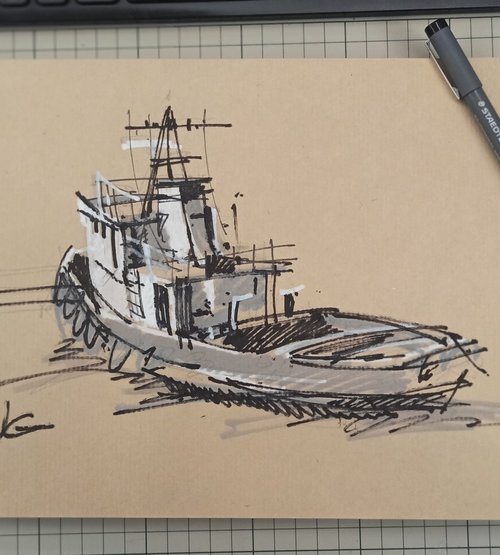 Original sketch TUGBOAT by Volodymyr Glukhomanyuk