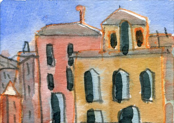 Venice Ochres; Original Watercolour ACEO