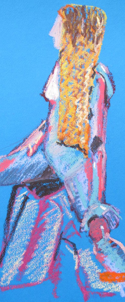 Standing Nude on Blue by Catherine O’Neill