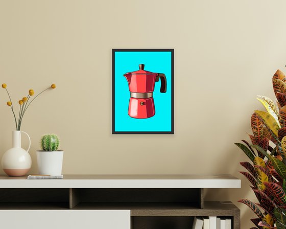 Coffee Pot on Teal