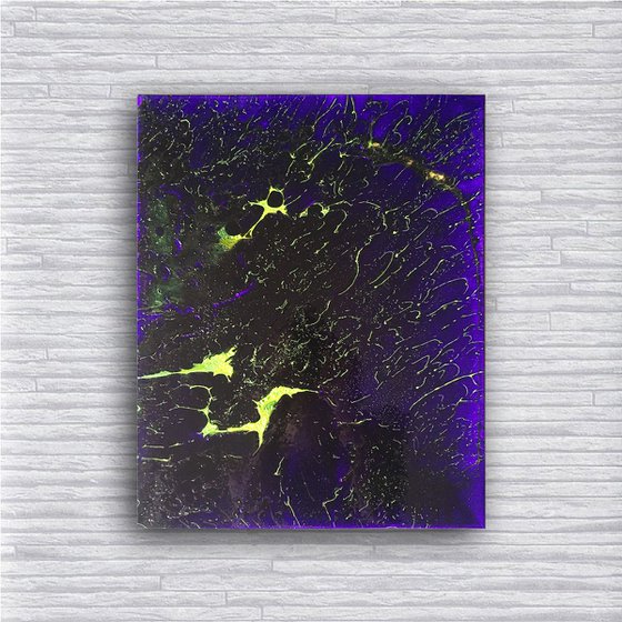 "Deep Space" - Original Abstract PMS Fluid Painting - 16 x 20 inches