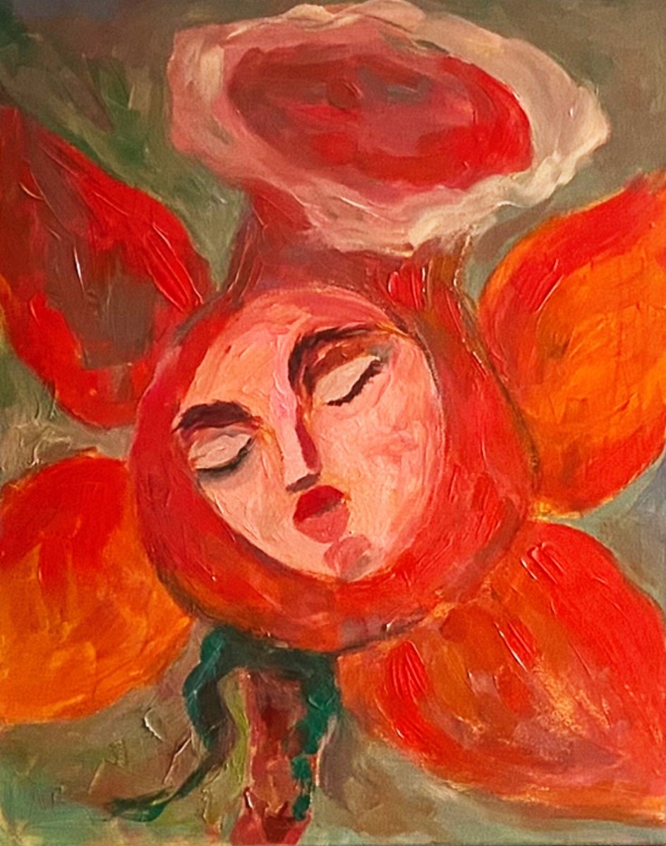 Impressionistic Portrait Acrylic Painting By Dasha Pogodina, 16 X 20, Bloom Of Consciousness, Original Artwork