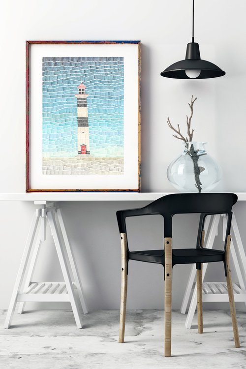 Lighthouse of Hope. Original style abstract watercolor illustration by Liliya Rodnikova