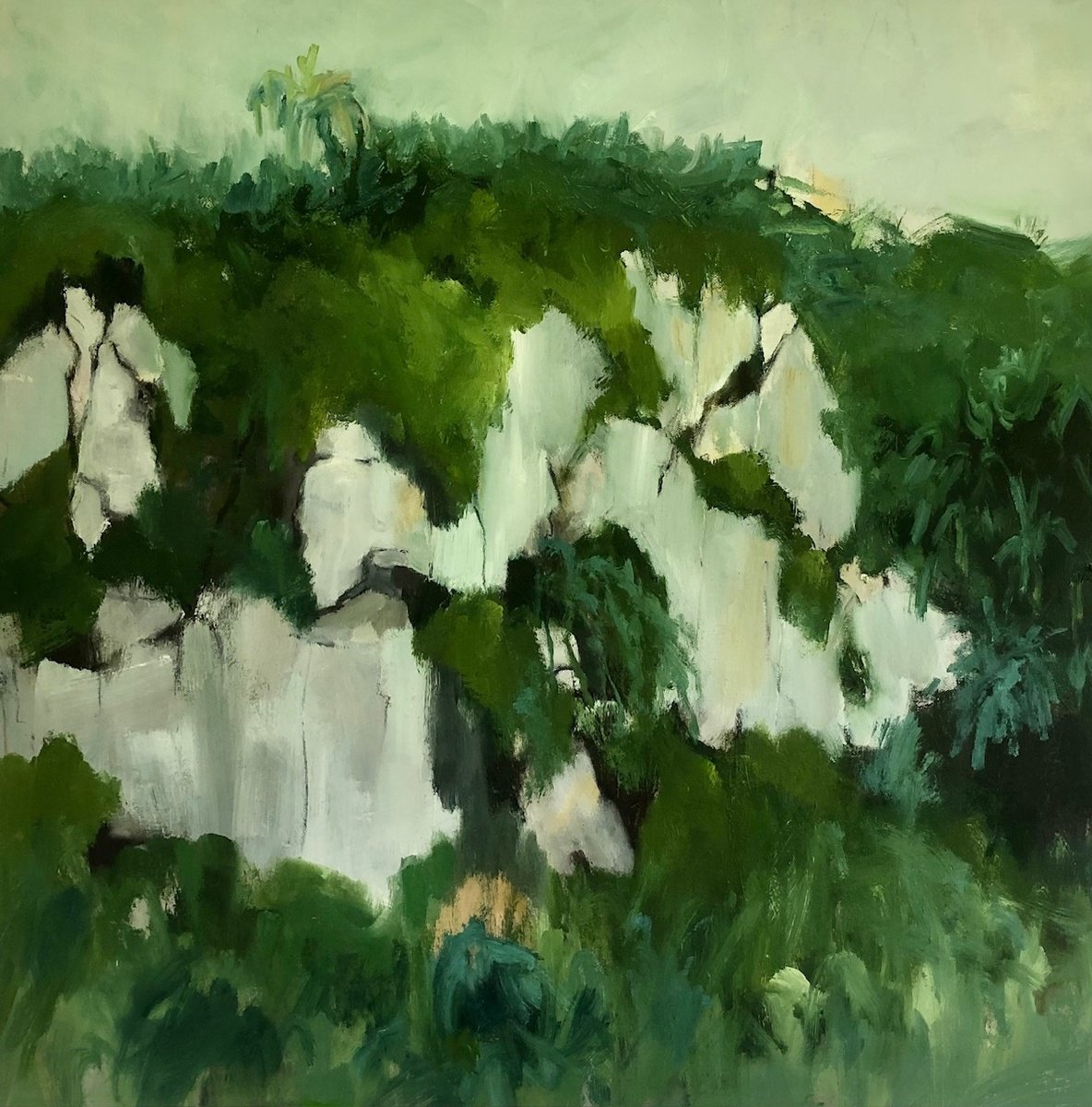 Impressionistic Landscape Oil Painting By Joanna Farrow, 31 X 31, Tenerife, Original Artwork