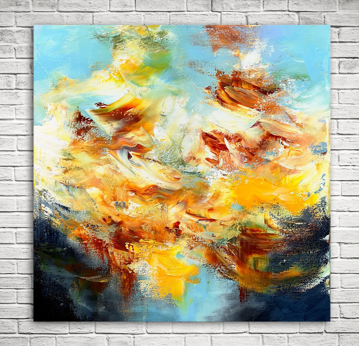 Abstract Acrylic Painting By Andrada Anghel, 24 X 24, Reflection Pond, Original Artwork