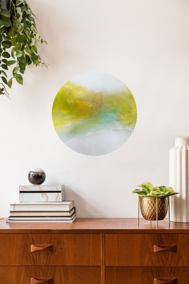 Expressive Landscape Acrylic Painting By Kirsten Schankweiler, 10 X 10", Circle Of Nature No. 1, Original Artwork