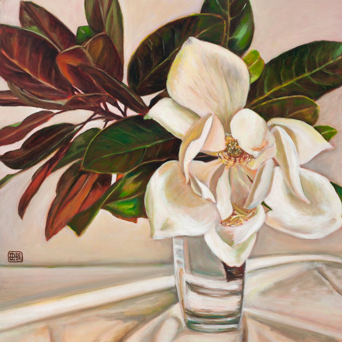 Magnolia Grandiflora By Liudmila Pisliakova, 16 X 16, Artwork For Sale On Artfinder