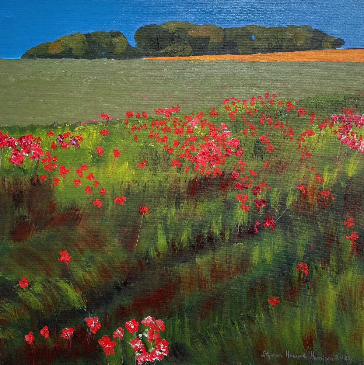 Impressionistic Landscape Oil Painting By Stephen Howard Harrison, 20 X 20", Fields Near Crail, Fife, Original Artwork