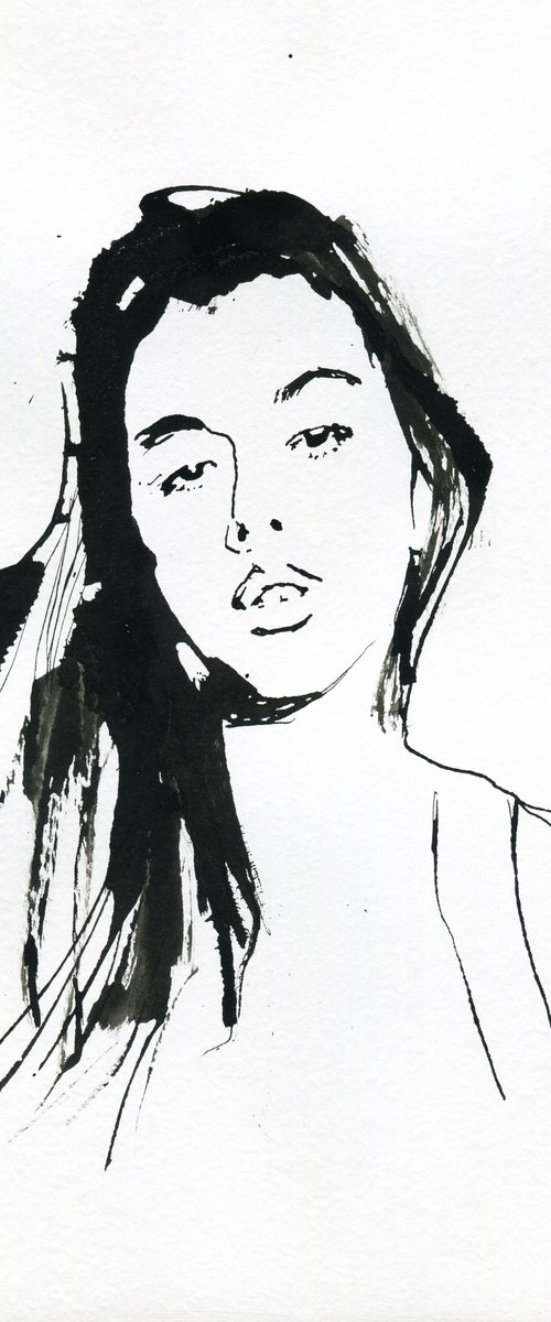 Woman ink portrait number 6 by Alexander Moldavanov