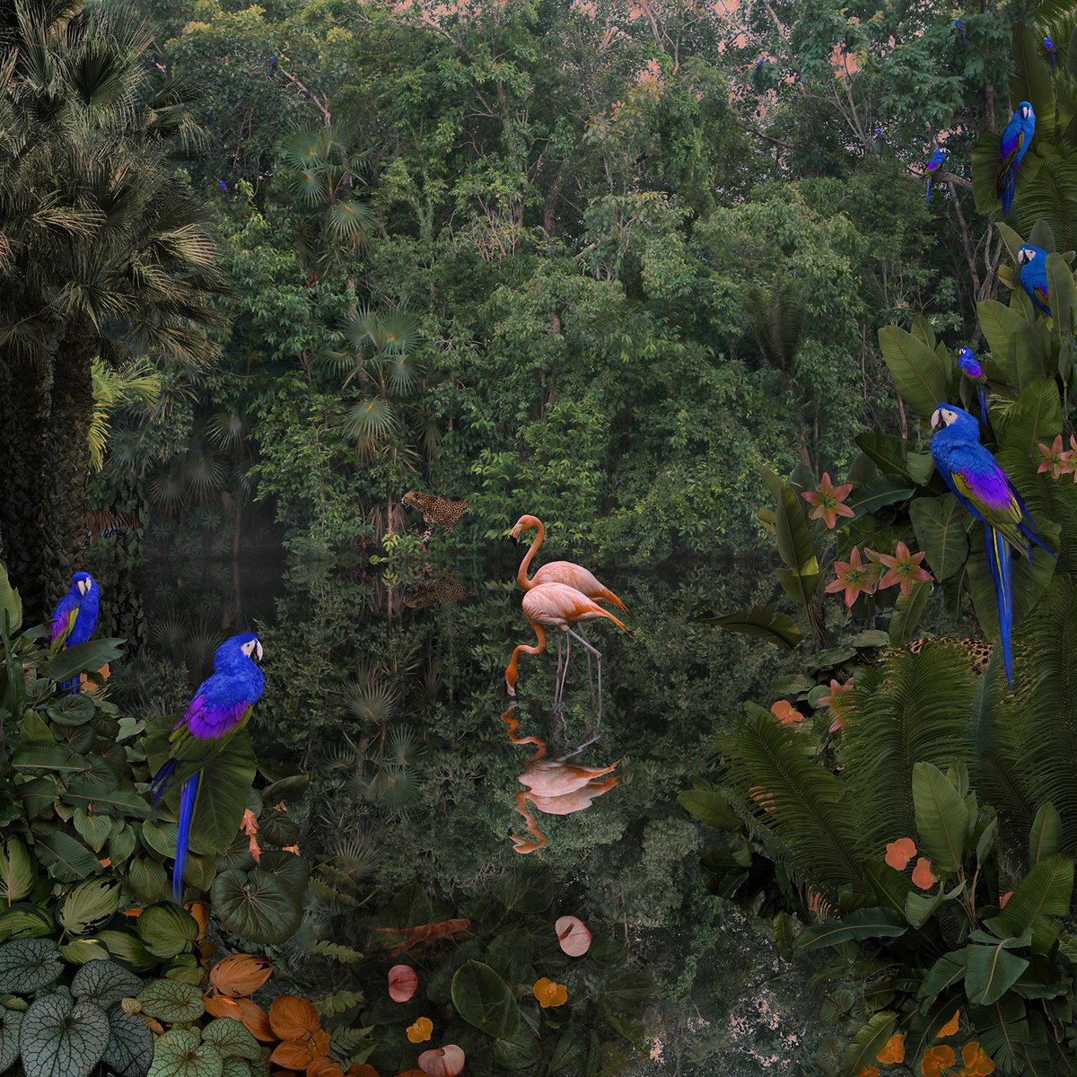 Impressionistic Landscape Photograph By Nadia Attura, 35 X 35", Backwaters Blue, Original Artwork