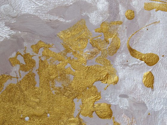 Large  acrylic, pearl and gold painting 160x100 cm unstretched canvas "Autumn gold" i032 original artwork by artist Airinlea